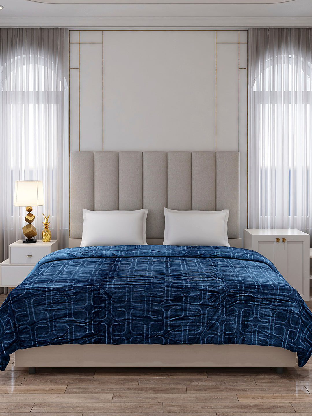 Printed Double Bed 210 GSM Blanket for AC Room - (Frosty)