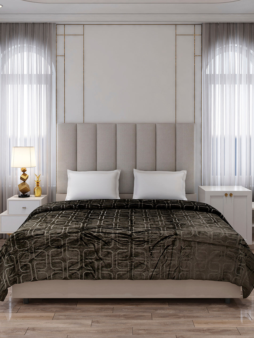 Printed Double Bed 210 GSM Blanket for AC Room - (Frosty)
