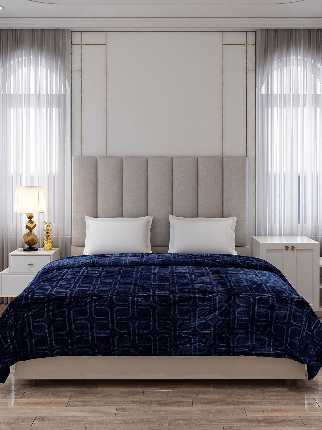 Printed Double Bed 210 GSM Blanket for AC Room - (Frosty)