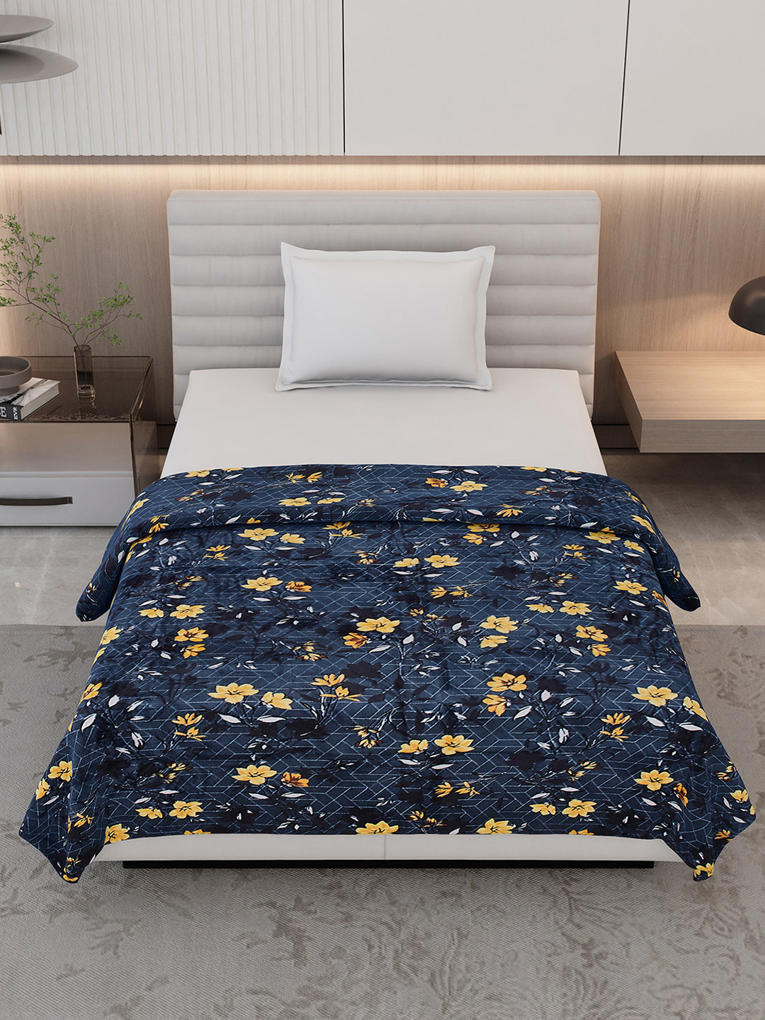 Floral Print Single Bed 210 GSM Blanket for AC Room - (Grace)