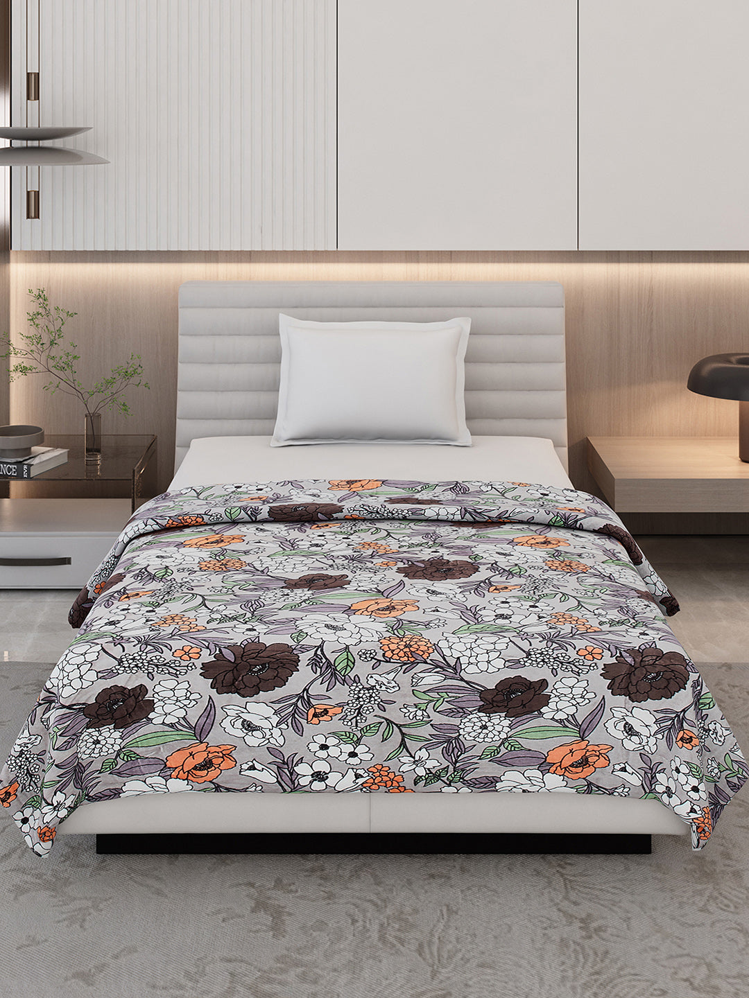 Floral Print Single Bed 210 GSM Blanket for AC Room - (Grace)
