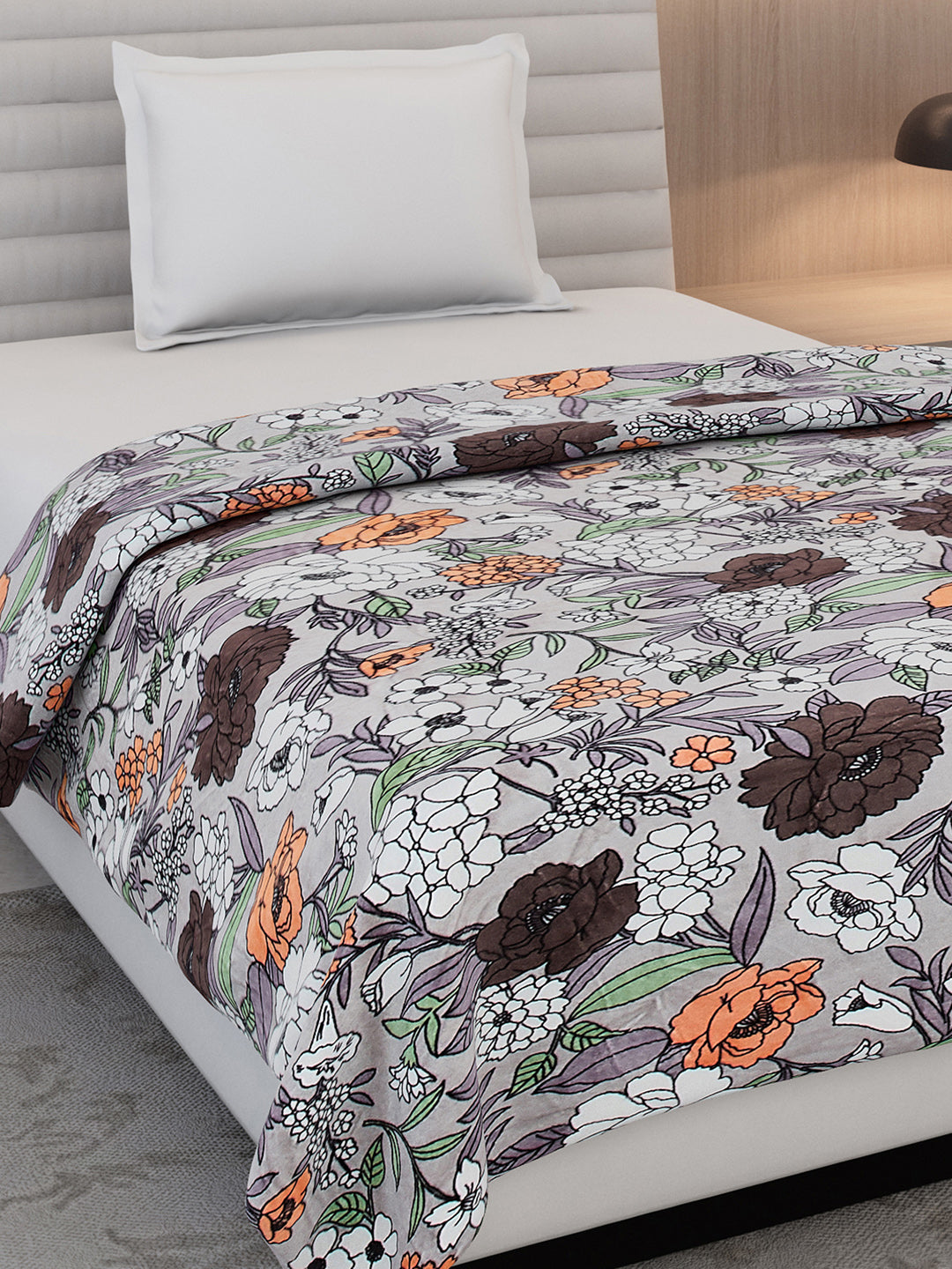 Floral Print Single Bed 210 GSM Blanket for AC Room - (Grace)
