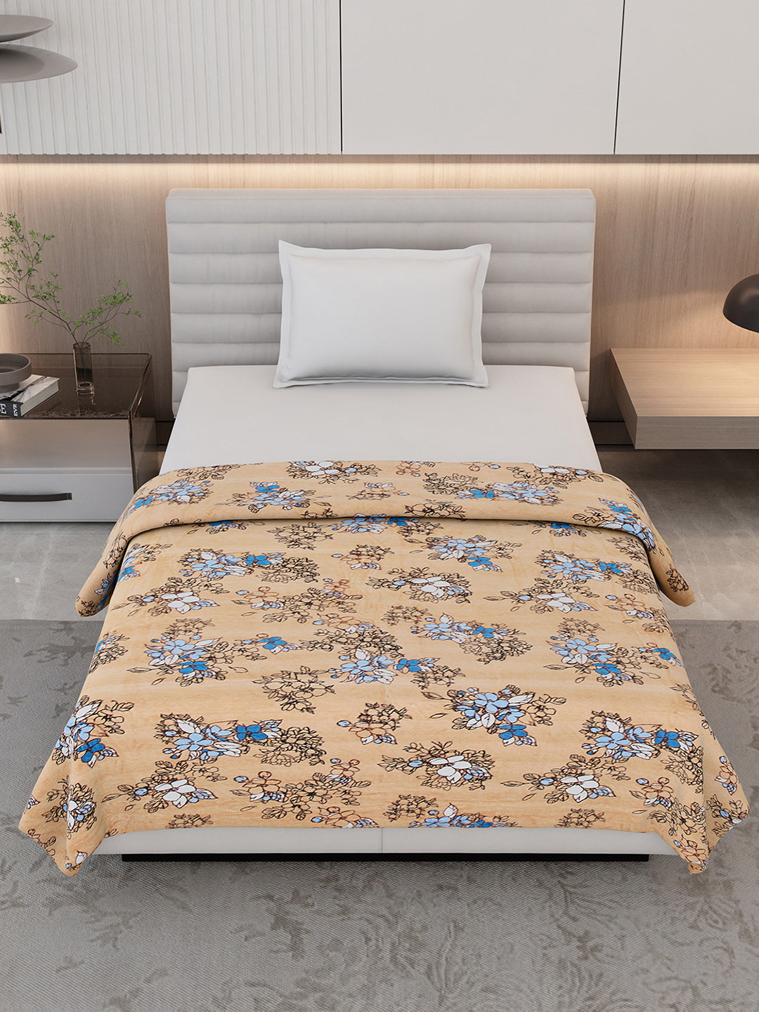 Floral Print Single Bed 210 GSM Blanket for AC Room - (Grace)
