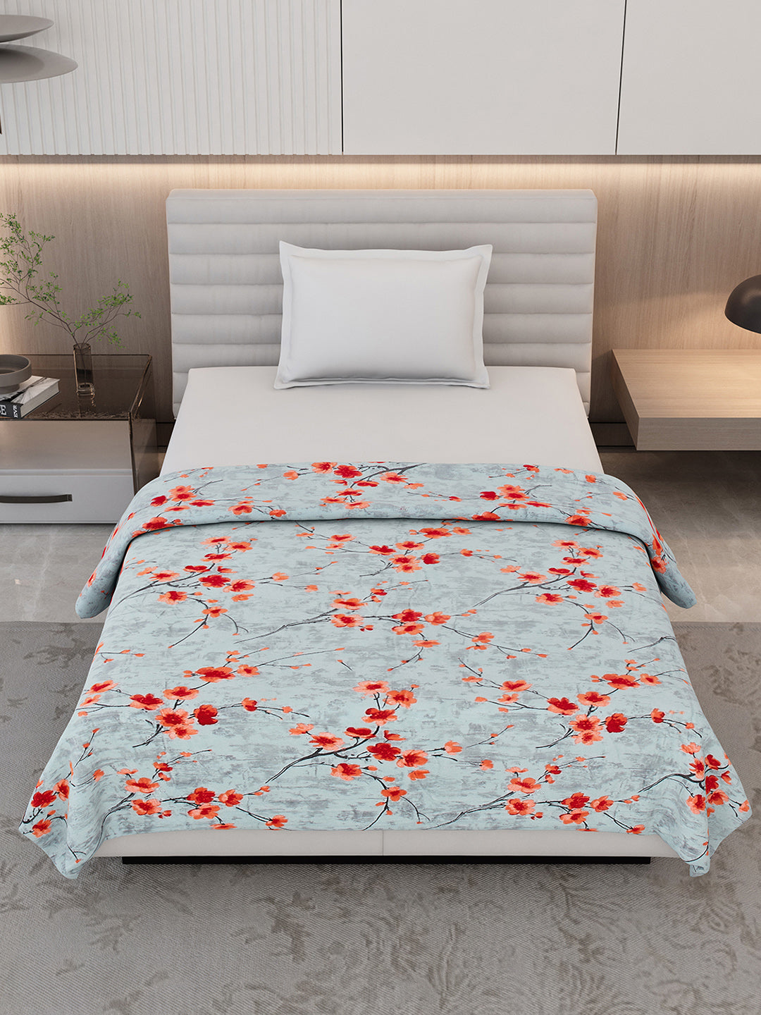 Floral Print Single Bed 210 GSM Blanket for AC Room - (Grace)