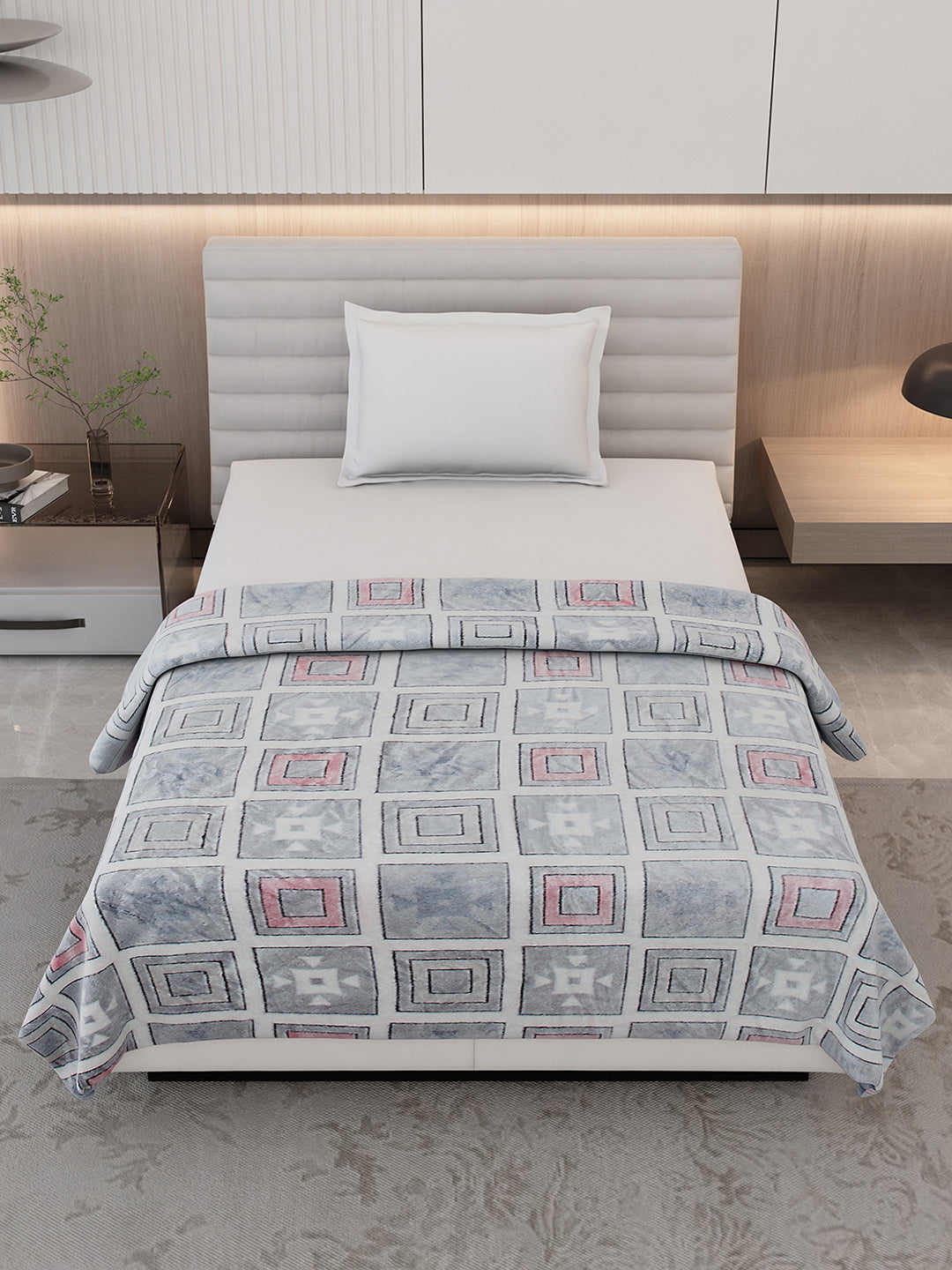 Printed Single Bed 300 GSM Blanket for AC Room - (Kaira)