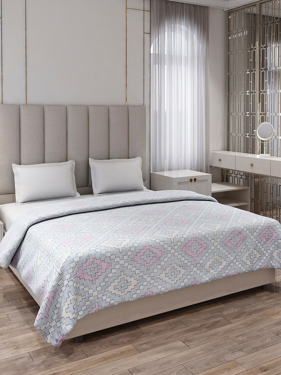 Printed Double Bed 300 GSM Blanket for AC Room - (Matrix)