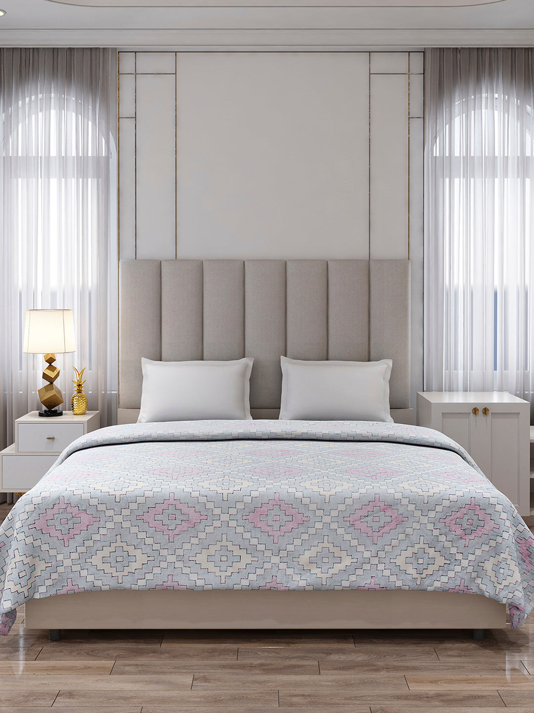 Printed Double Bed 300 GSM Blanket for AC Room - (Matrix)