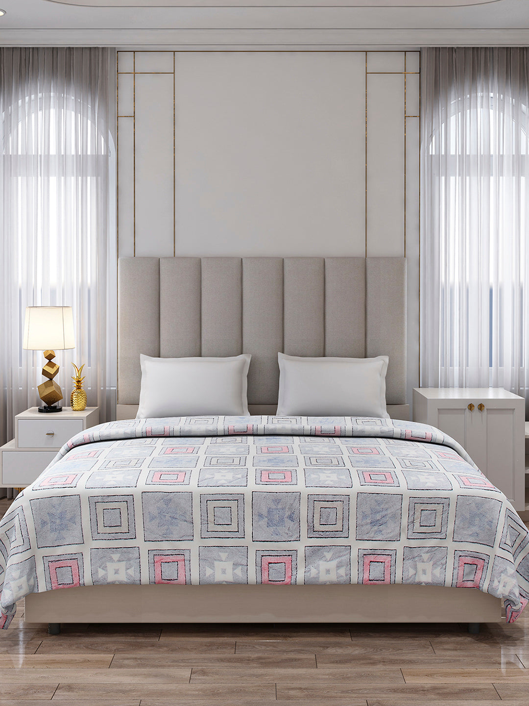 Printed Double Bed 300 GSM Blanket for AC Room - (Matrix)