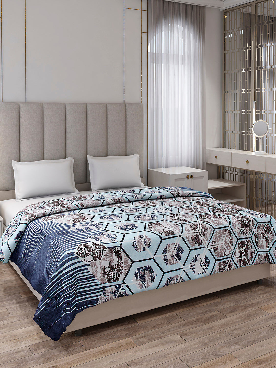 Printed Double Bed 233 GSM Blanket for AC Room - (Plushy)