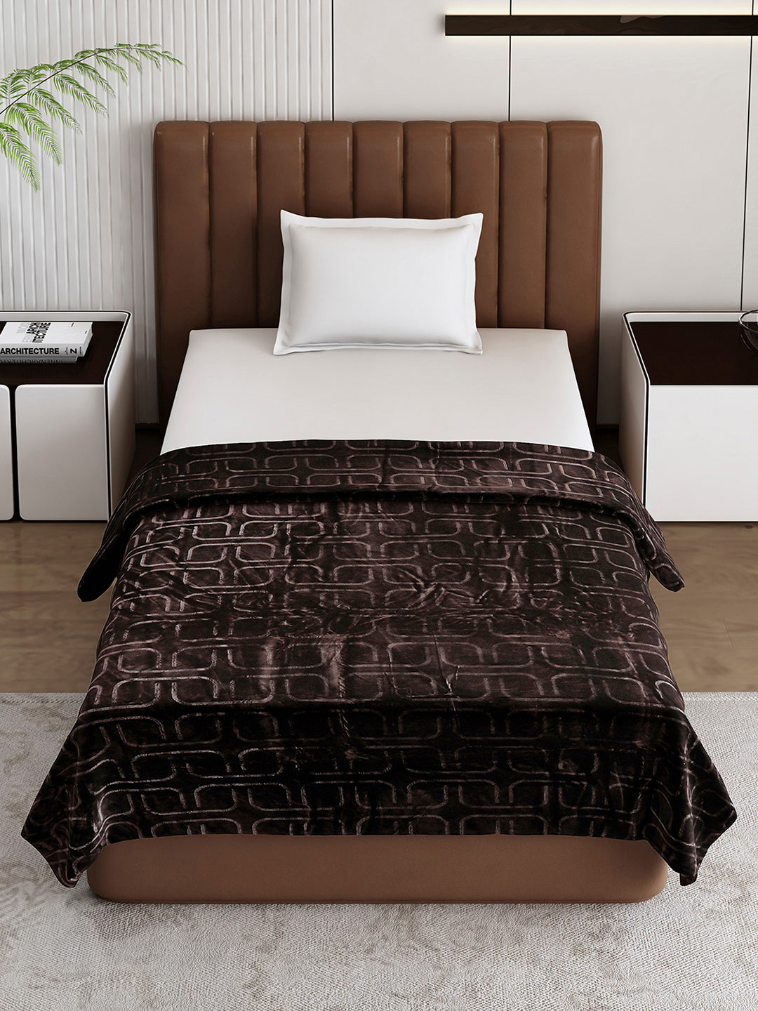 Printed Single Bed 210 GSM Blanket for AC Room - (Terra)