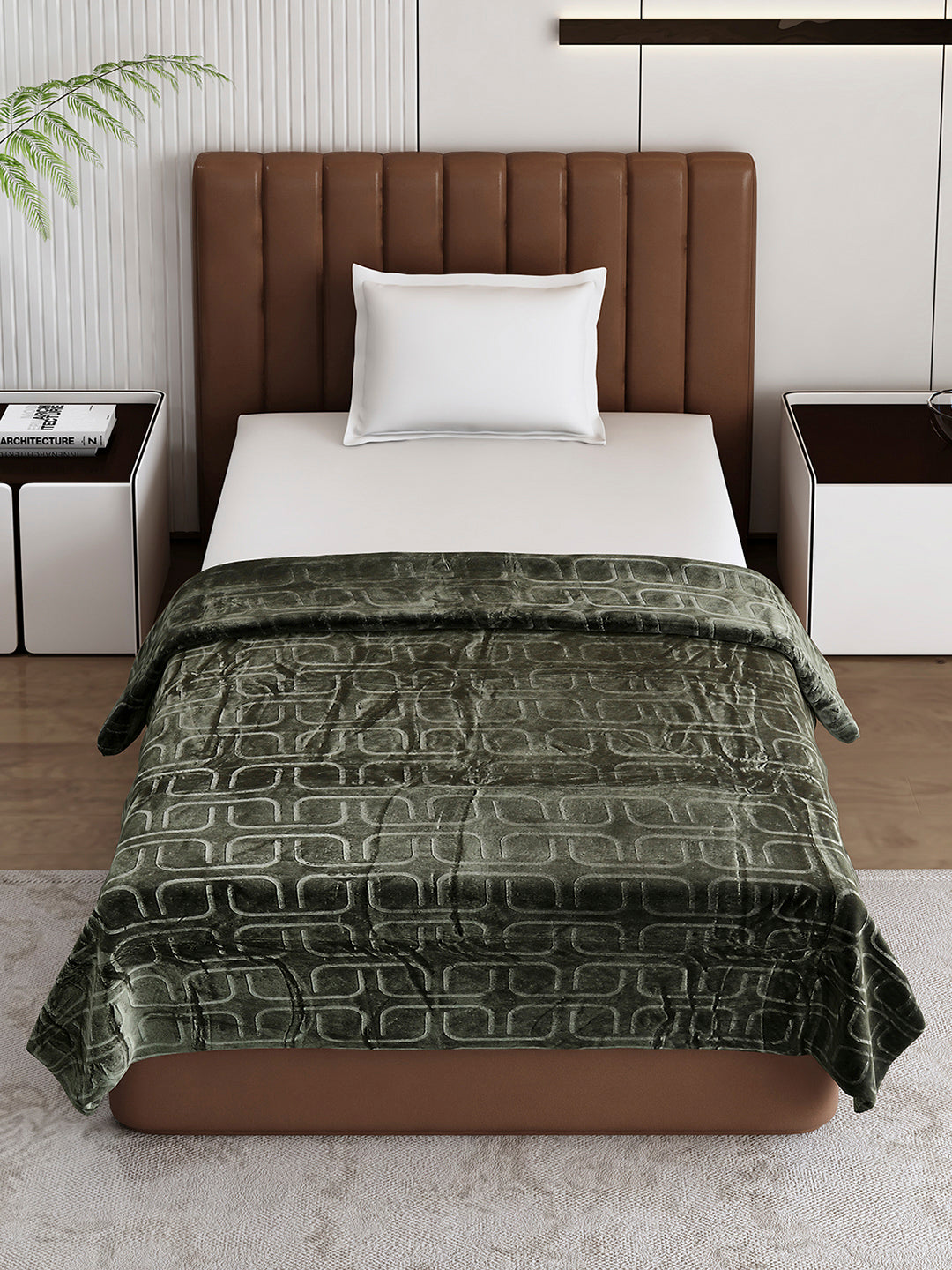 Printed Single Bed 210 GSM Blanket for AC Room - (Terra)