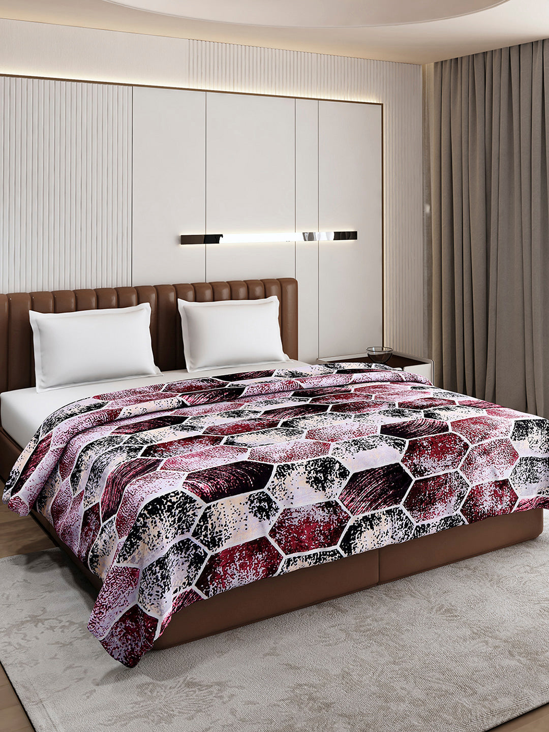 Buy Printed Double Bed 300 GSM Blanket for AC Room (Tulip