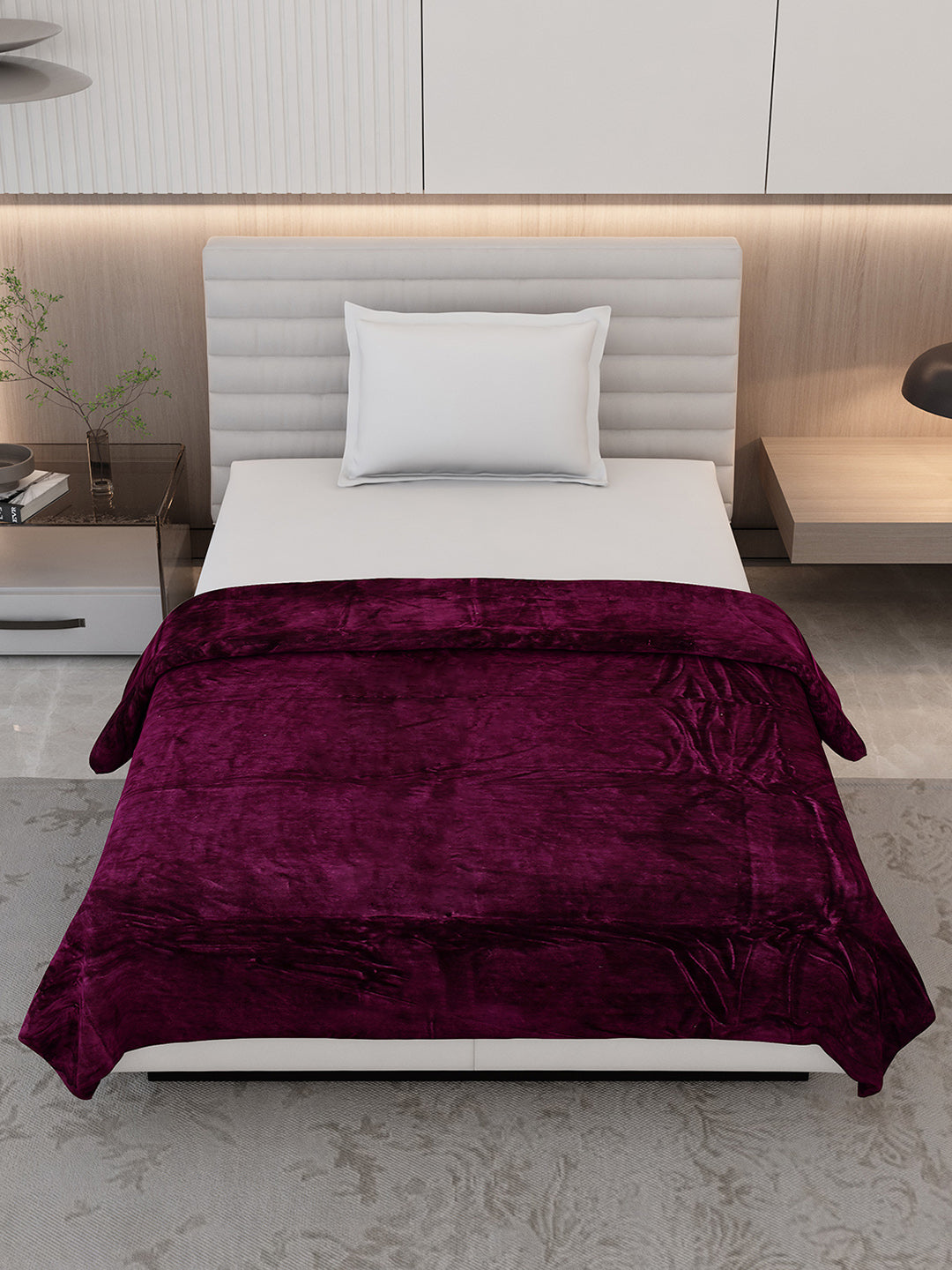 Solid Single Bed 300 GSM Blanket for AC Room - (Vivid)