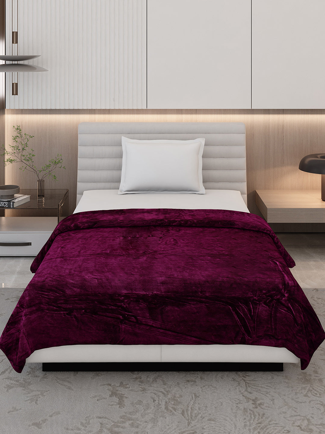 Solid Single Bed 300 GSM Blanket for AC Room - (Vivid)
