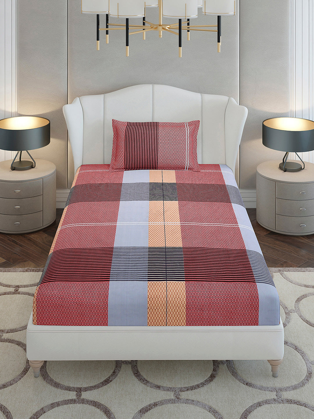 130 GSM Polyester Single Bedsheet with 1 Pillow Cover (Decoy)