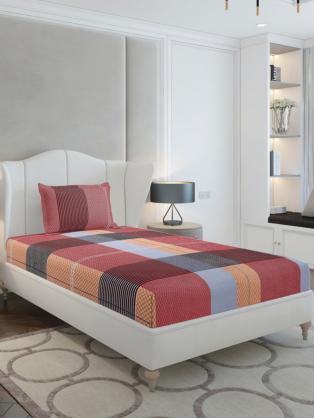 130 GSM Polyester Single Bedsheet with 1 Pillow Cover (Decoy)