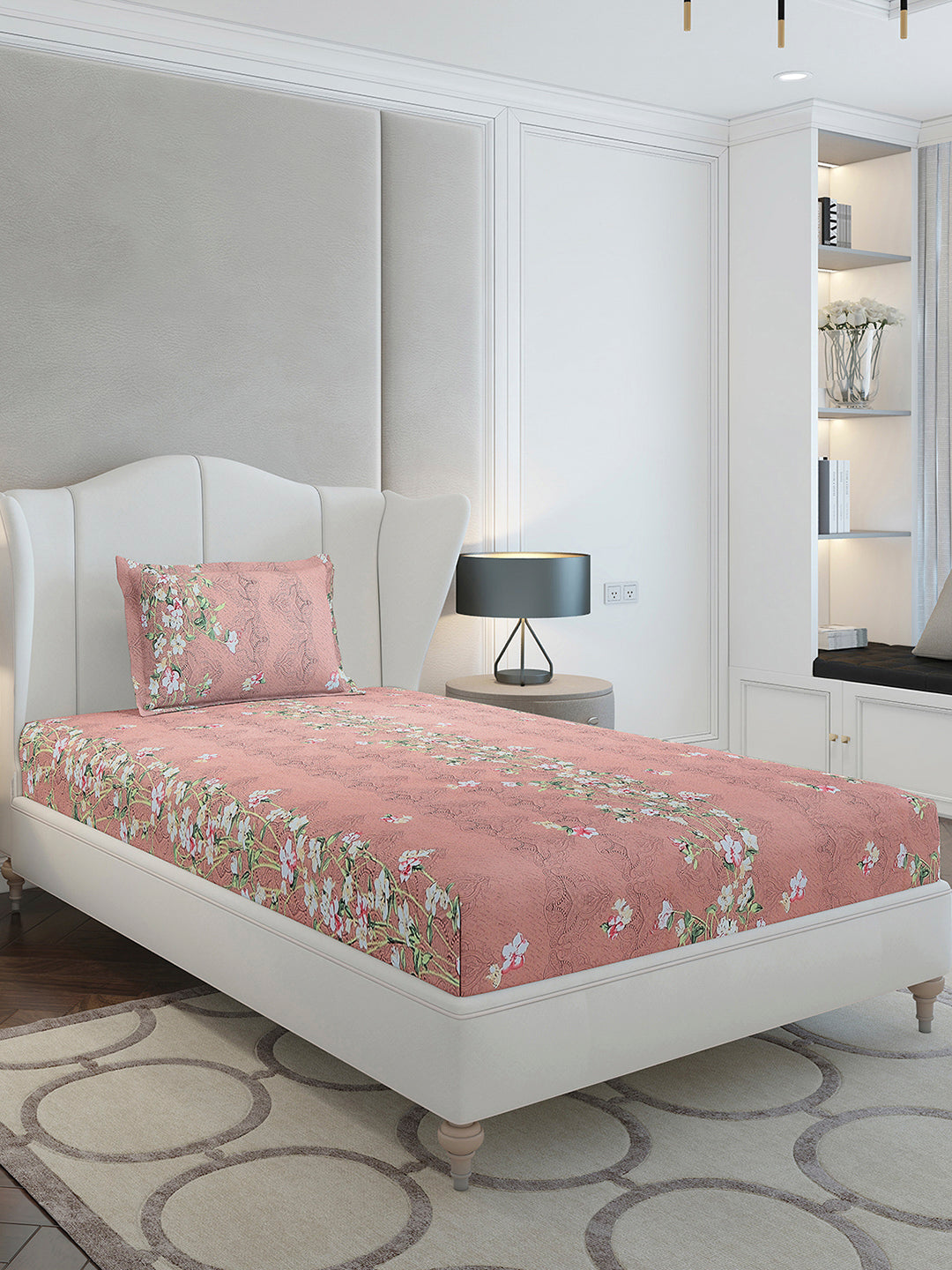 130 GSM Polyester Single Bedsheet with 1 Pillow Cover (Decoy)