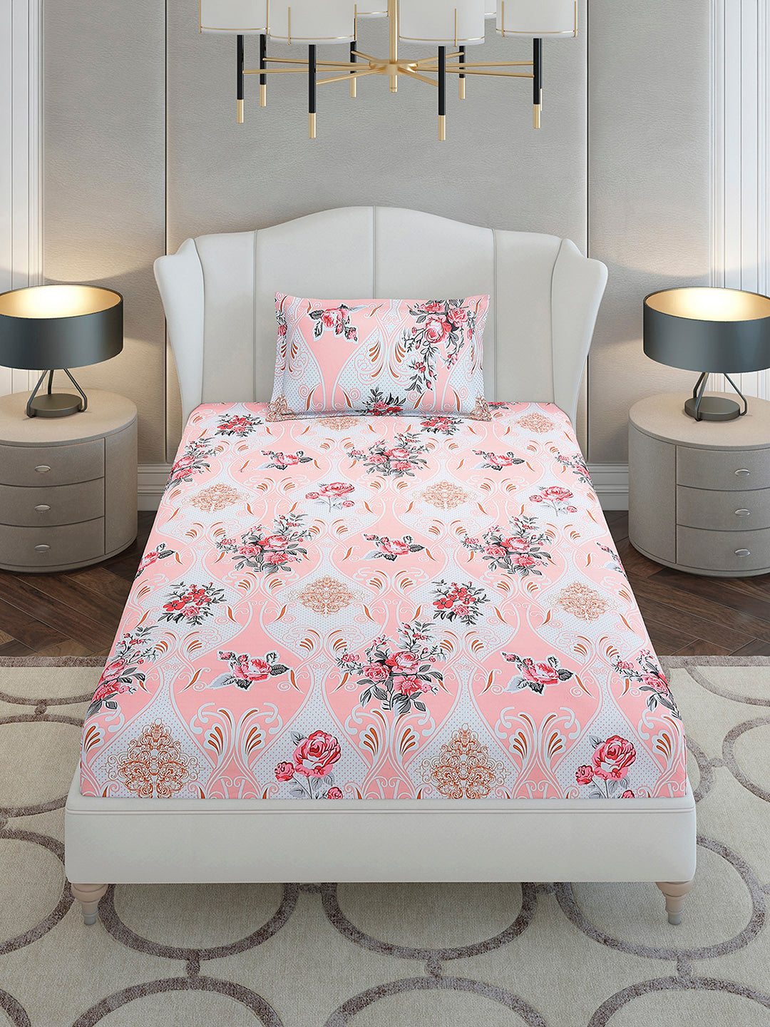 130 GSM Polyester Single Bedsheet with 1 Pillow Cover (Decoy)