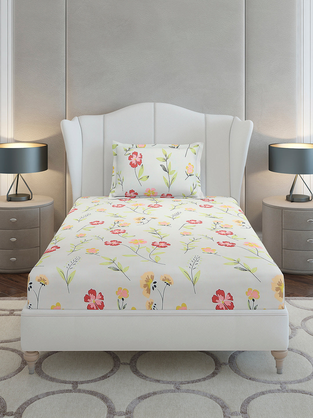 130 GSM Polyester Single Bedsheet with 1 Pillow Cover (Decoy)