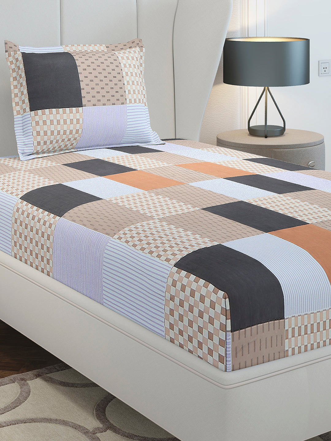 130 GSM Polyester Single Bedsheet with 1 Pillow Cover (Decoy)