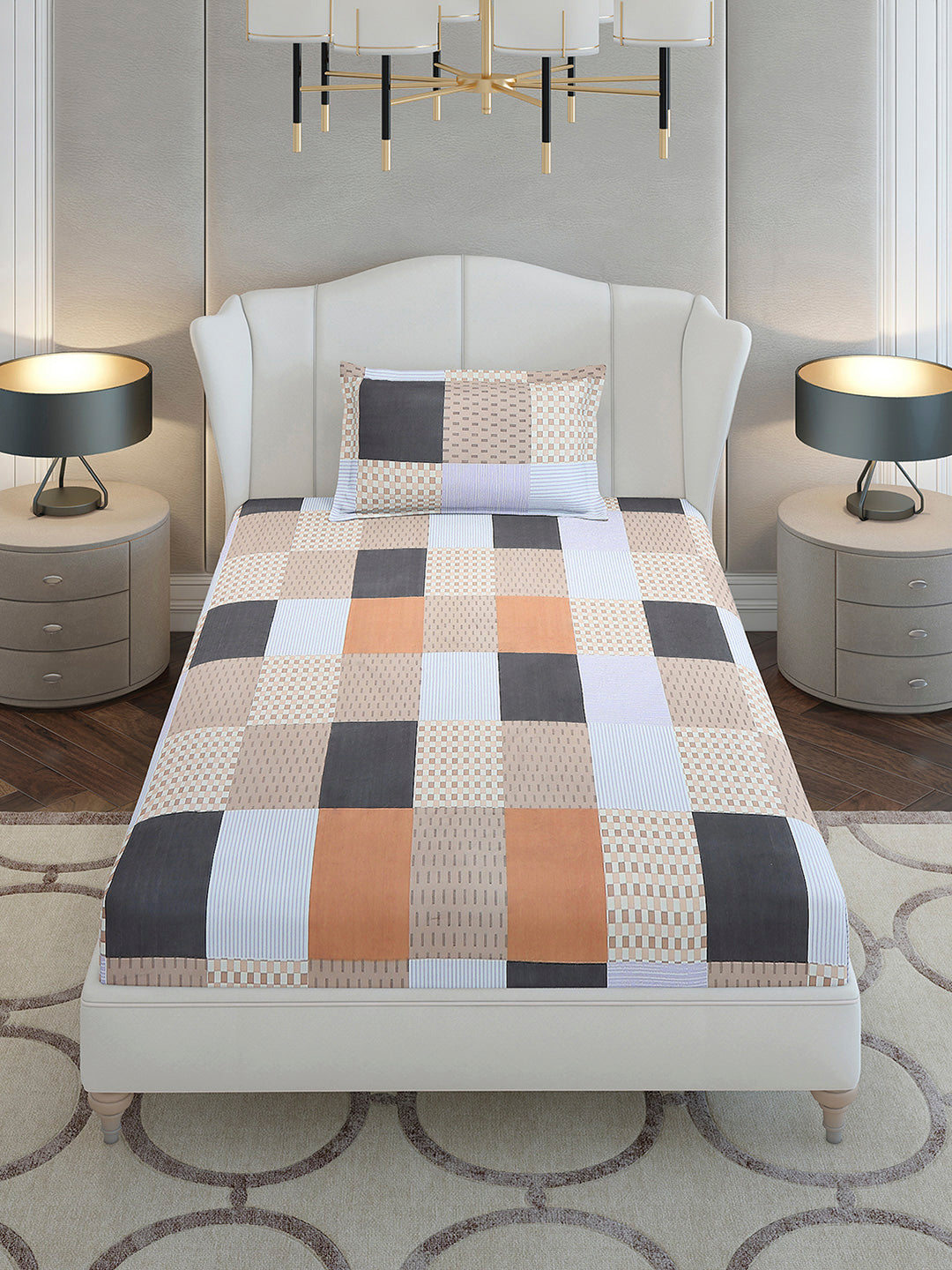 130 GSM Polyester Single Bedsheet with 1 Pillow Cover (Decoy)