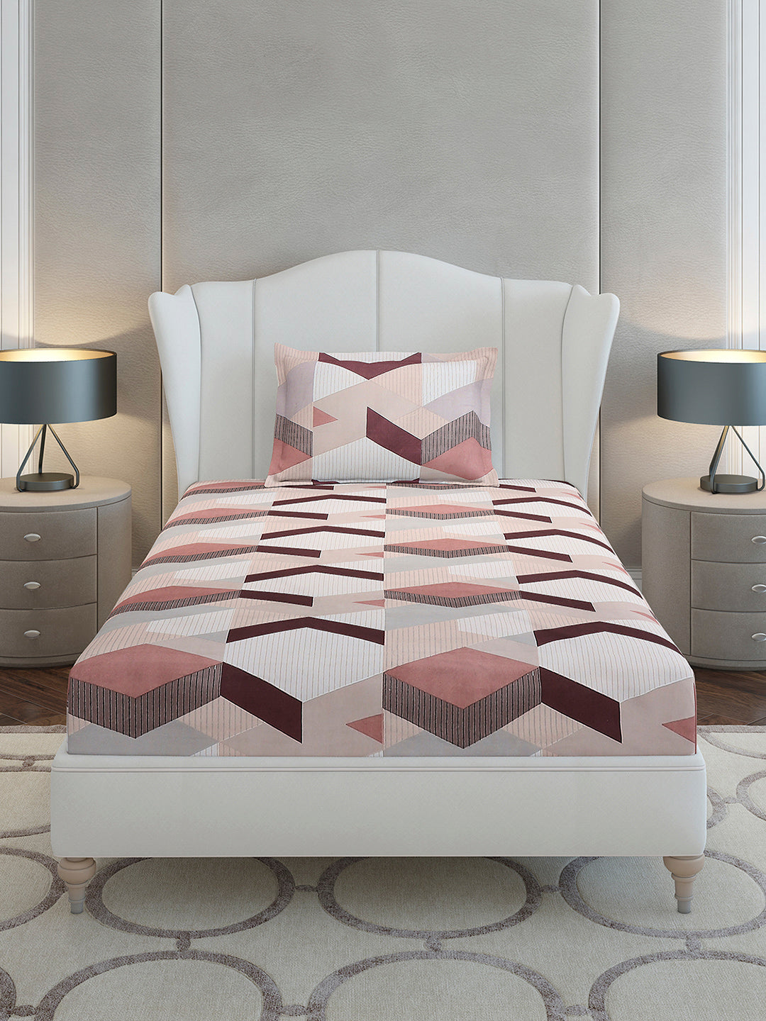 130 GSM Polyester Single Bedsheet with 1 Pillow Cover (Decoy)