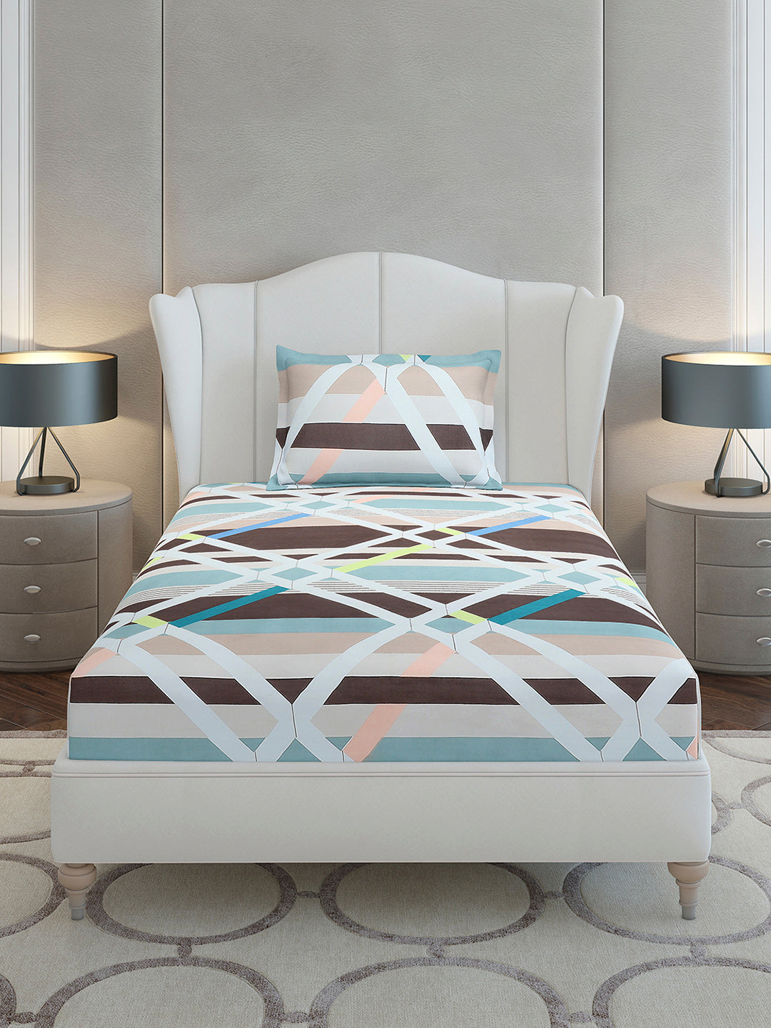 130 GSM Polyester Single Bedsheet with 1 Pillow Cover (Decoy)