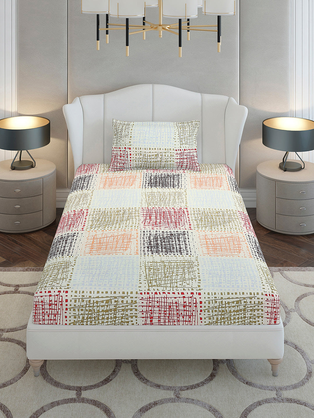 130 GSM Polyester Single Bedsheet with 1 Pillow Cover (Decoy)