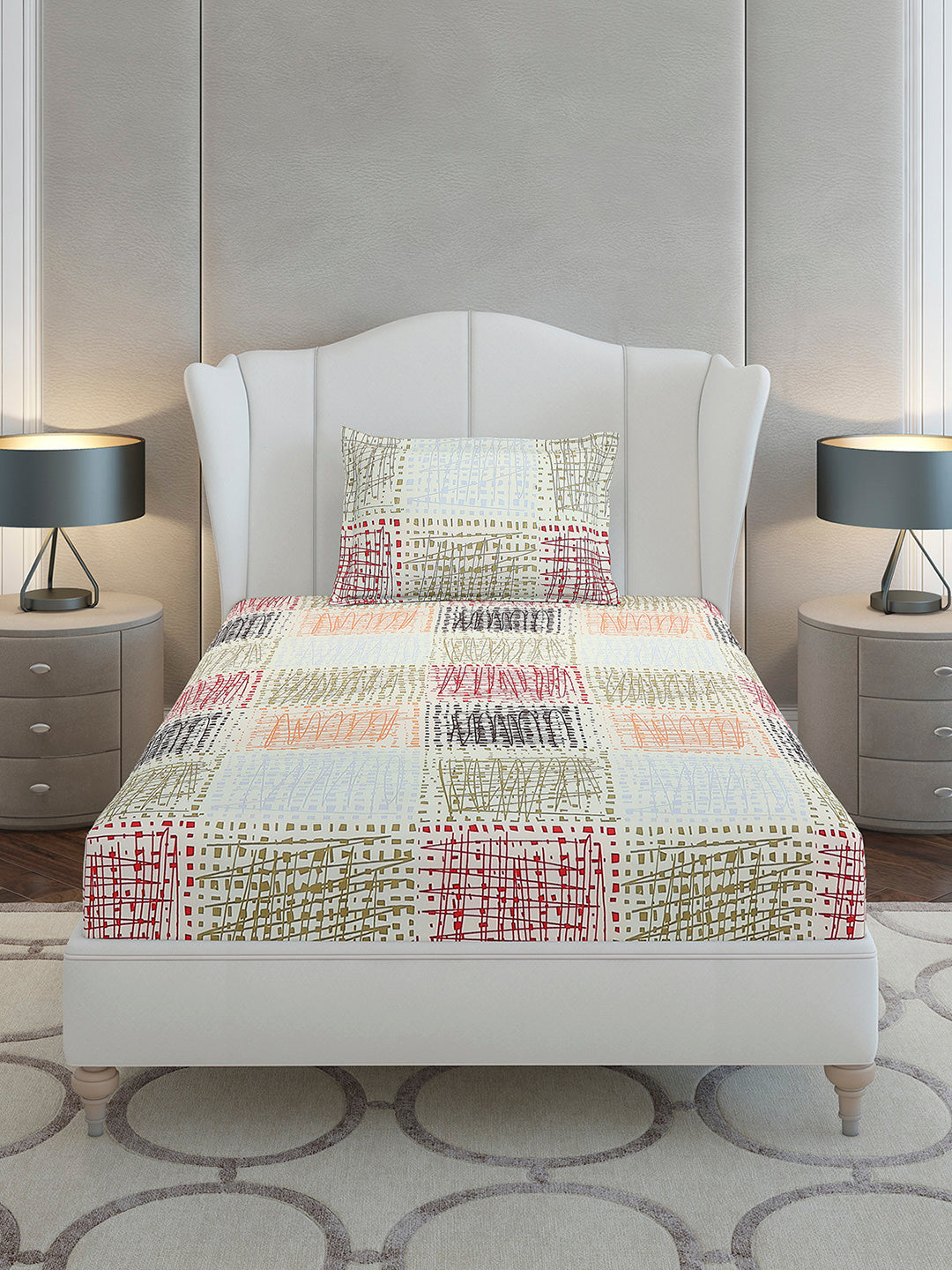 130 GSM Polyester Single Bedsheet with 1 Pillow Cover (Decoy)