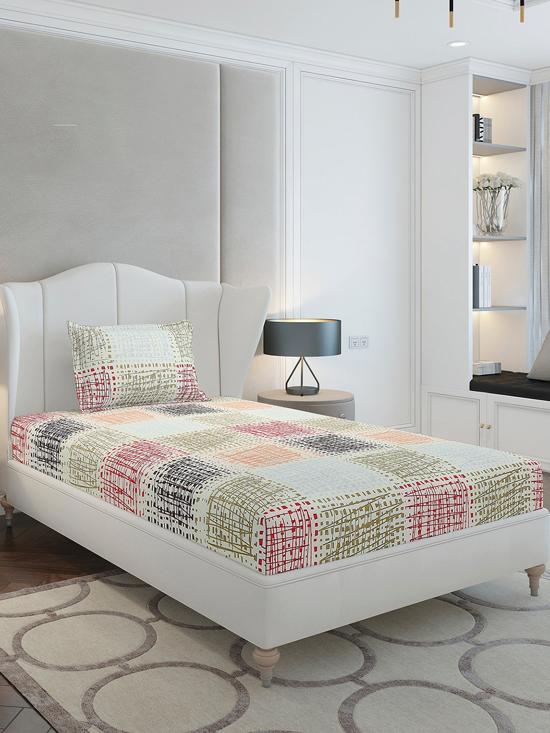 130 GSM Polyester Single Bedsheet with 1 Pillow Cover (Decoy)