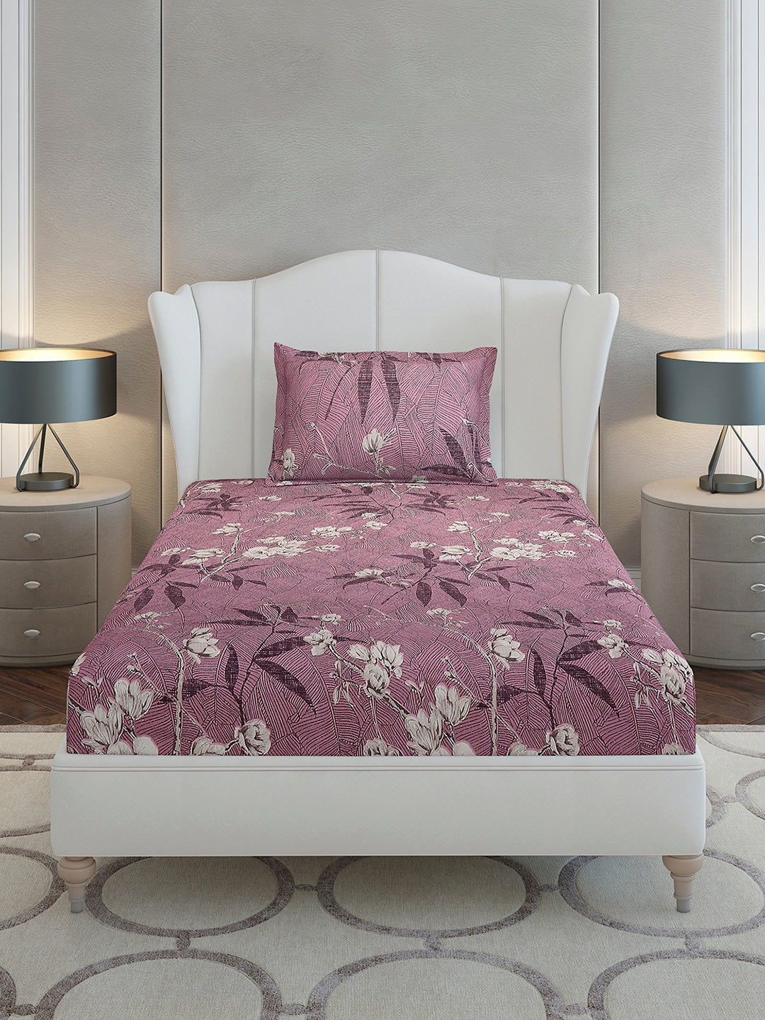 130 GSM Polyester Single Bedsheet with 1 Pillow Cover (Decoy)