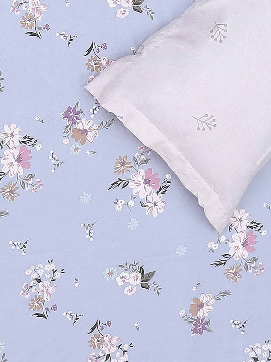 130 GSM Polyester King Size 1 Bedsheet with 2 Pillow Covers (Edmond)