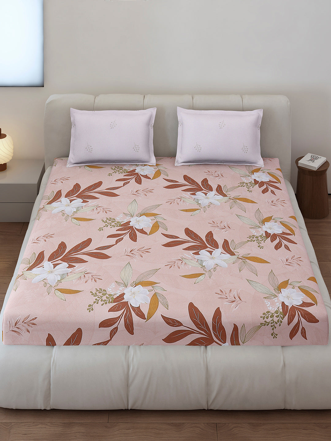 130 GSM Polyester King Size 1 Bedsheet with 2 Pillow Covers (Edmond)