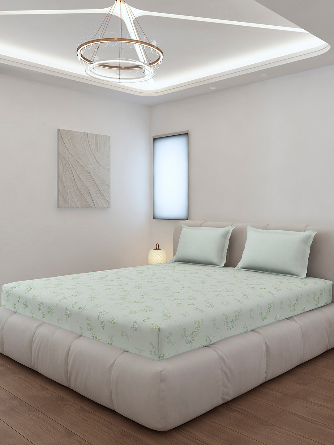 130 GSM Polyester King Size 1 Bedsheet with 2 Pillow Covers (Edmond)