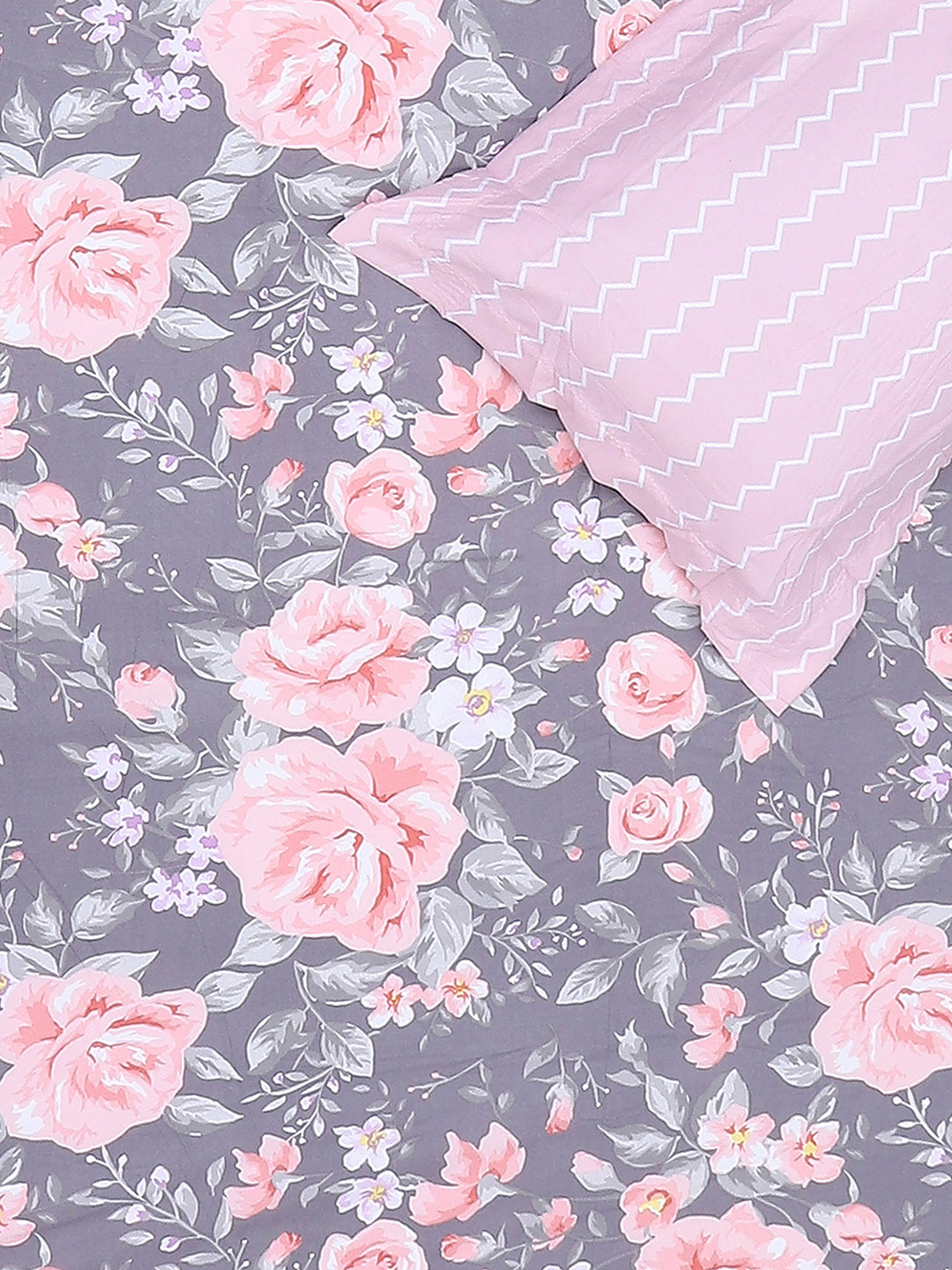 130 GSM Polyester King Size 1 Bedsheet with 2 Pillow Covers (Edmond)