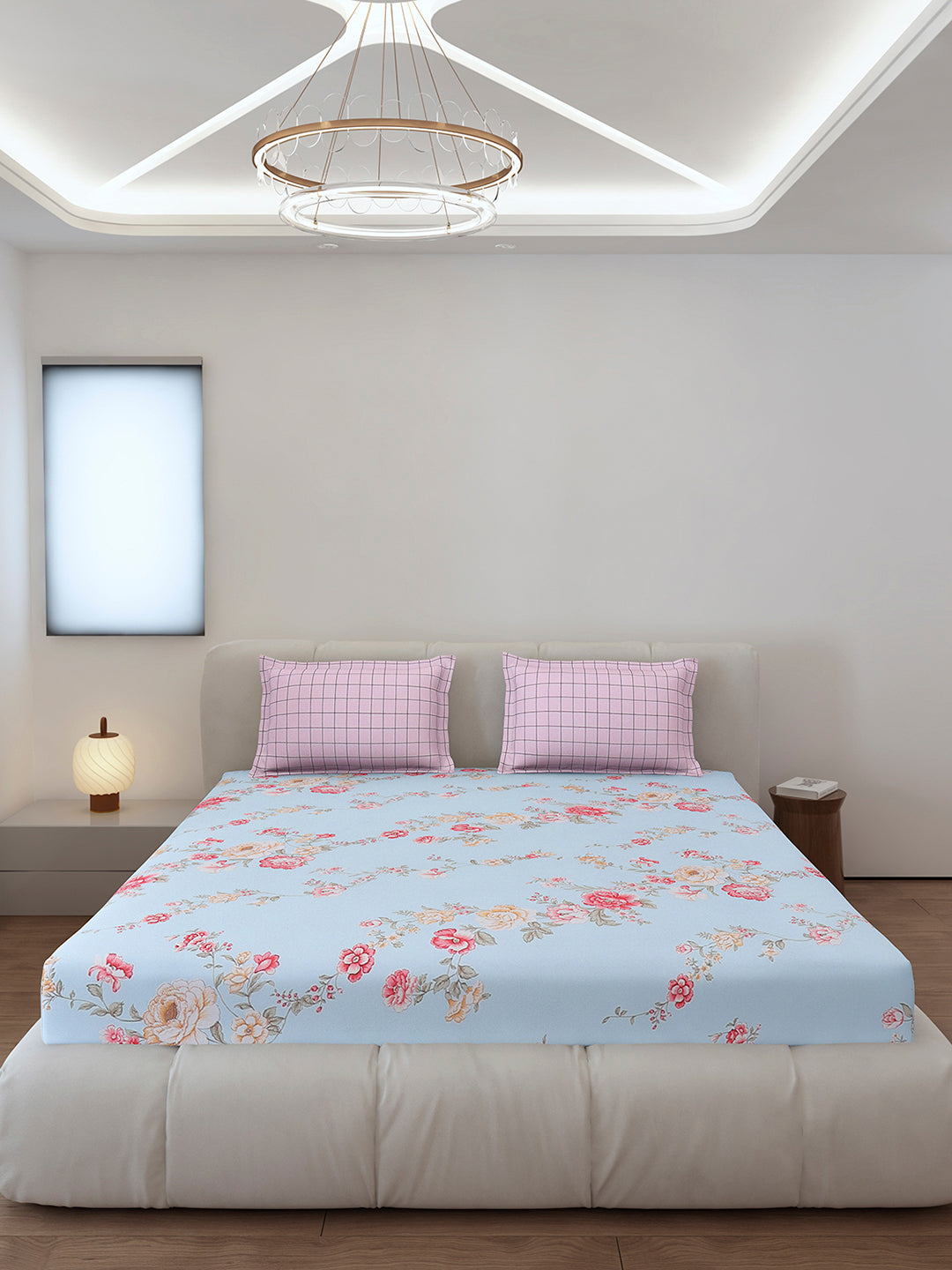 130 GSM Polyester King Size 1 Bedsheet with 2 Pillow Covers (Edmond)