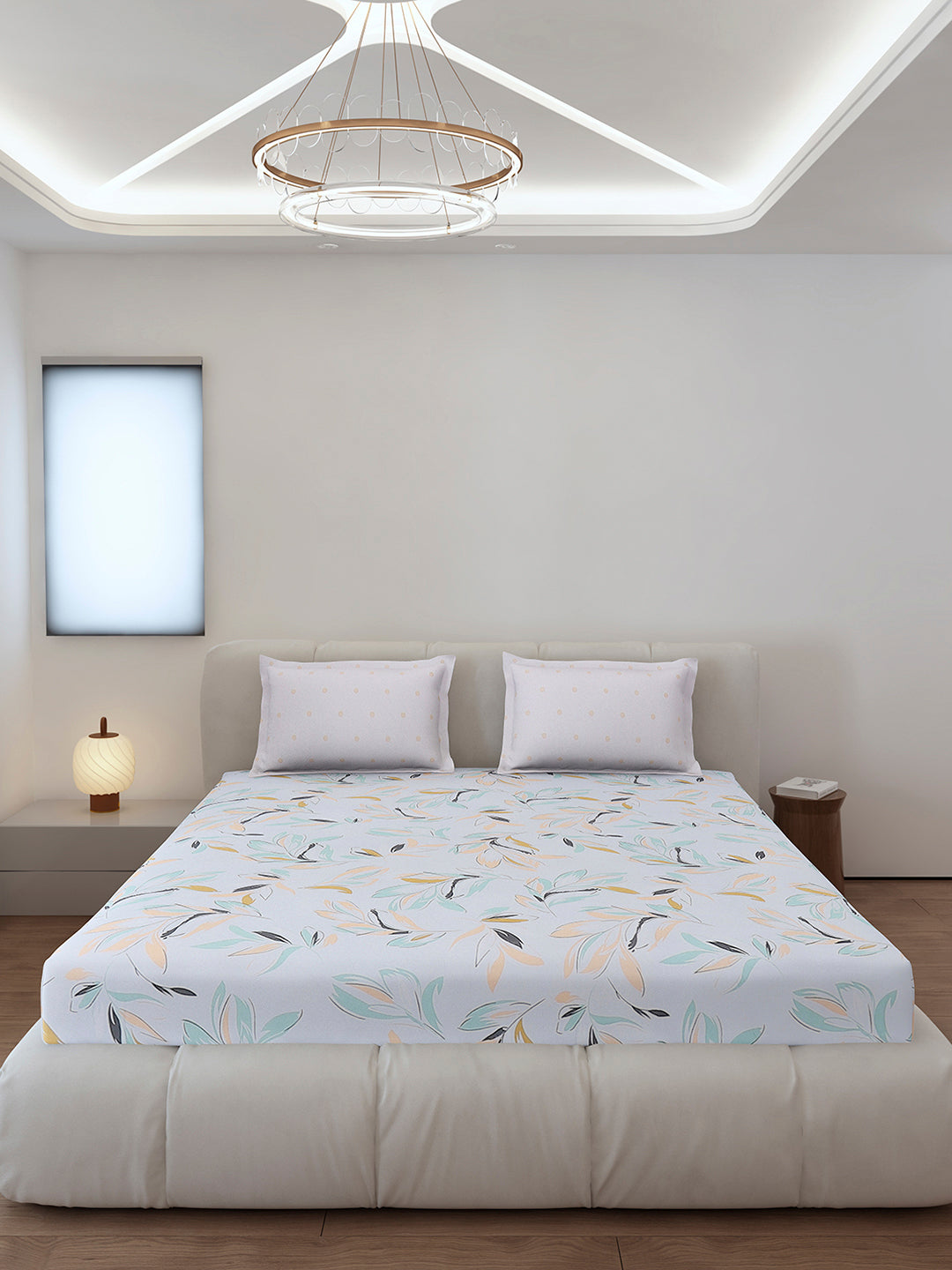 130 GSM Polyester King Size 1 Bedsheet with 2 Pillow Covers (Edmond)