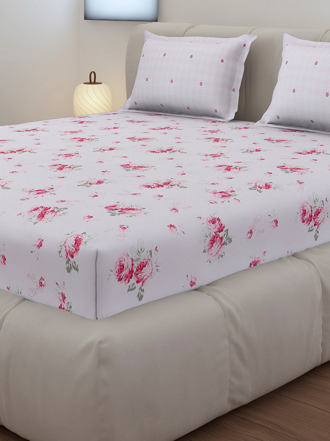 130 GSM Polyester King Size 1 Bedsheet with 2 Pillow Covers (Edmond)