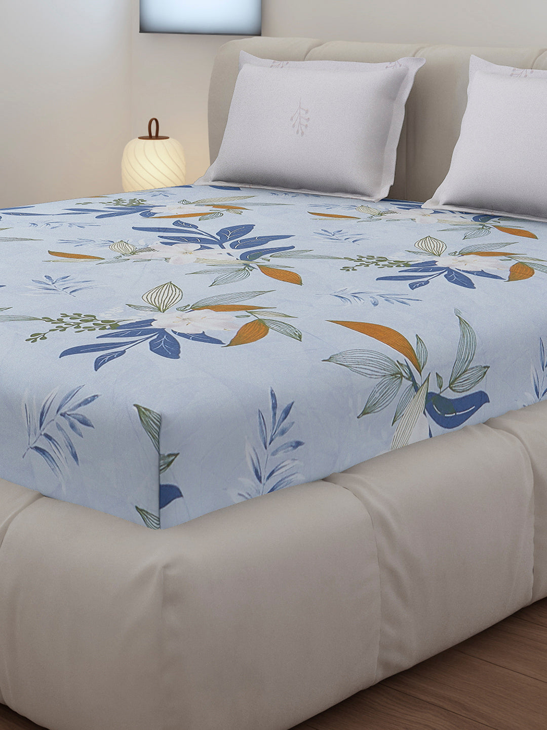 130 GSM Polyester King Size 1 Bedsheet with 2 Pillow Covers (Edmond)