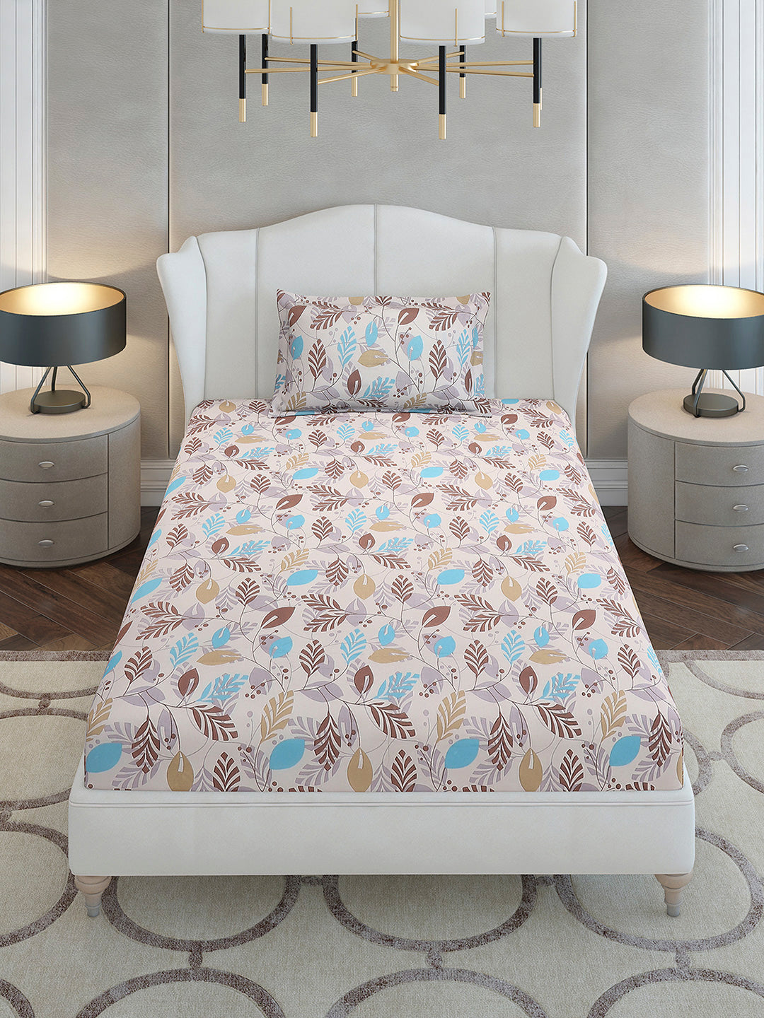 104 TC Cotton Single Bedsheet with 1 Pillow Cover (Elegance)