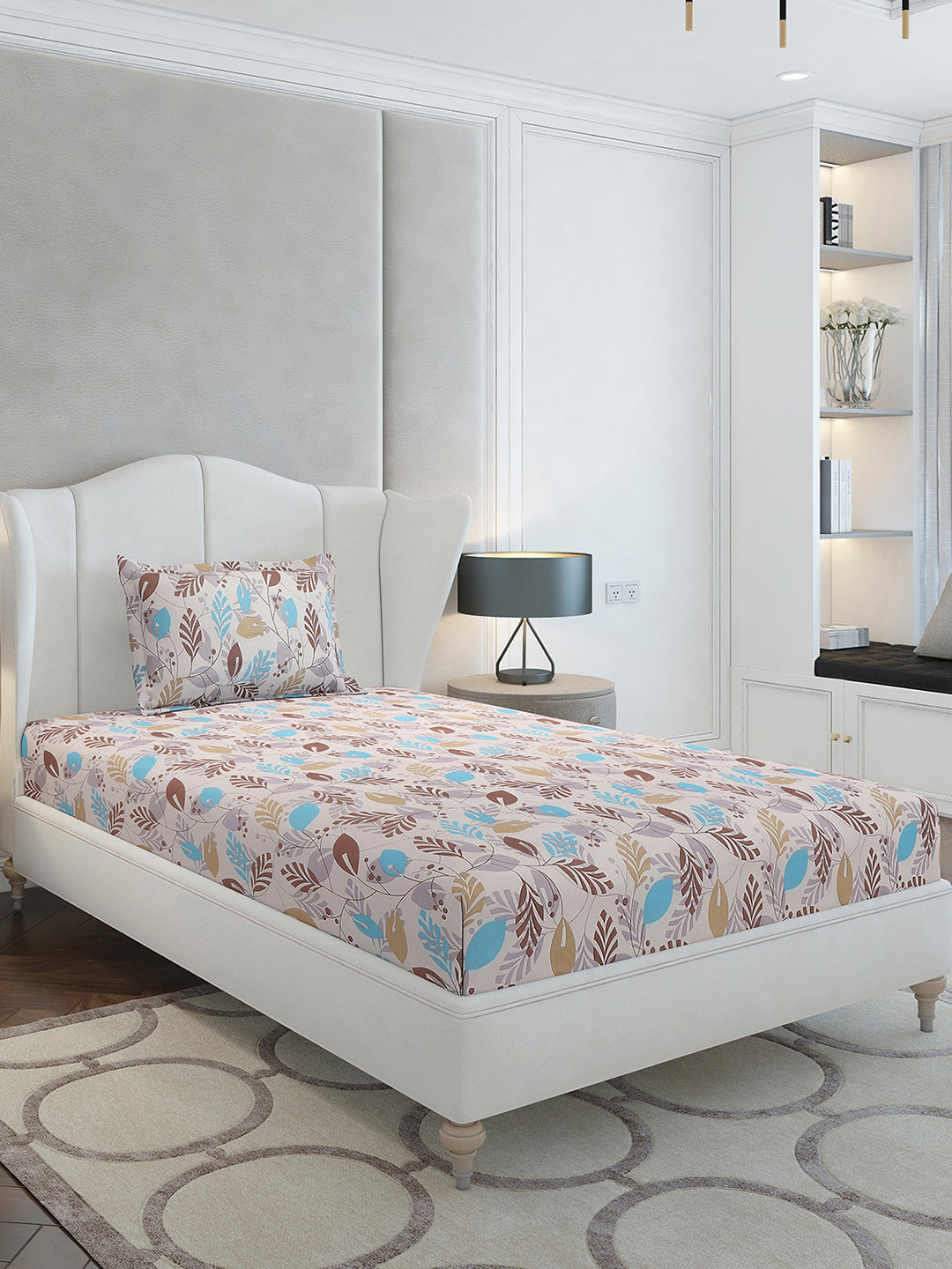 104 TC Cotton Single Bedsheet with 1 Pillow Cover (Elegance)