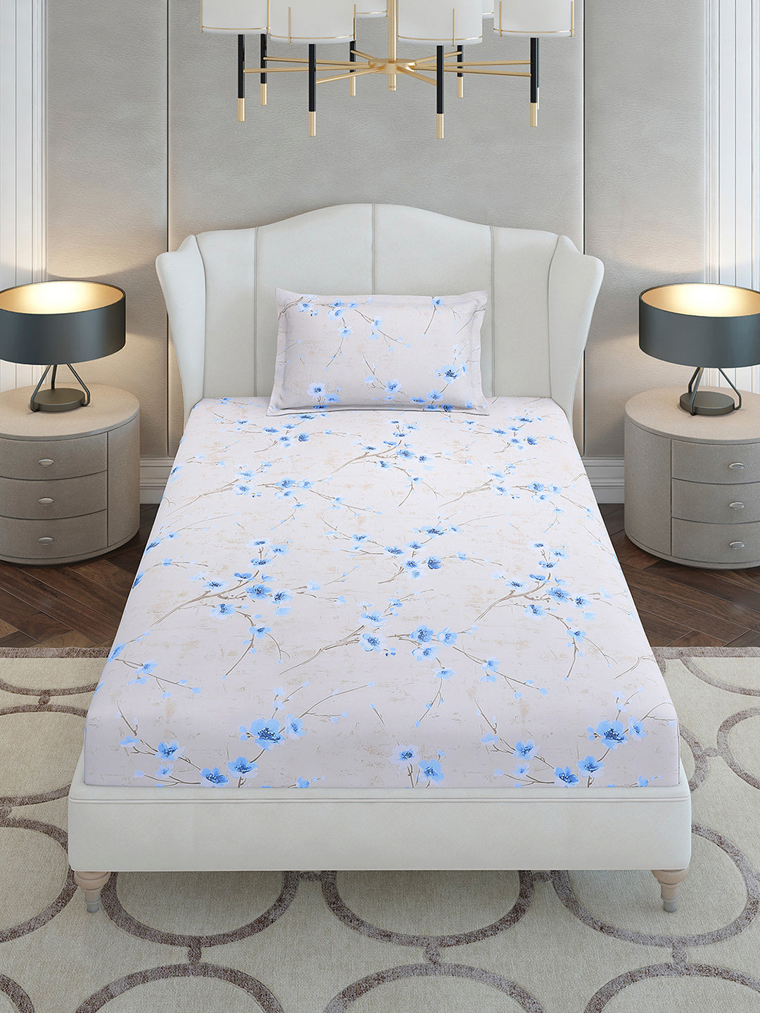 104 TC Cotton Single Bedsheet with 1 Pillow Cover (Elegance)