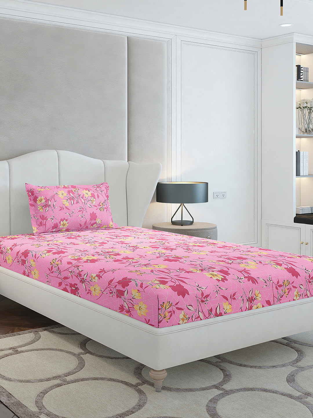 104 TC Cotton Single Bedsheet with 1 Pillow Cover (Elegance)