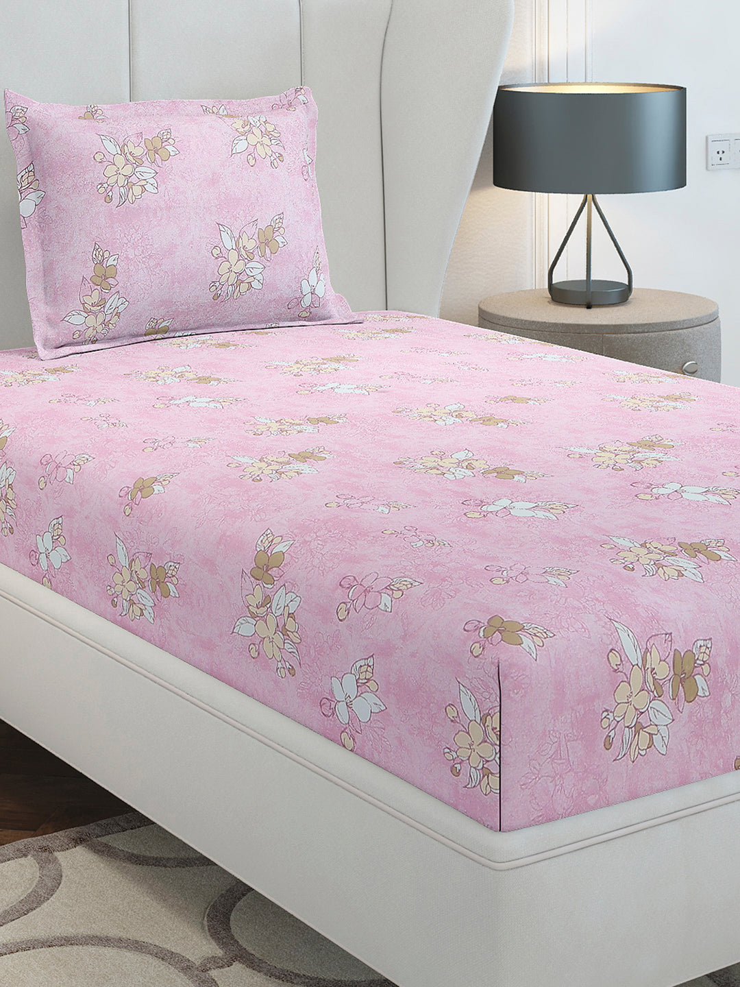 104 TC Cotton Single Bedsheet with 1 Pillow Cover (Elegance)