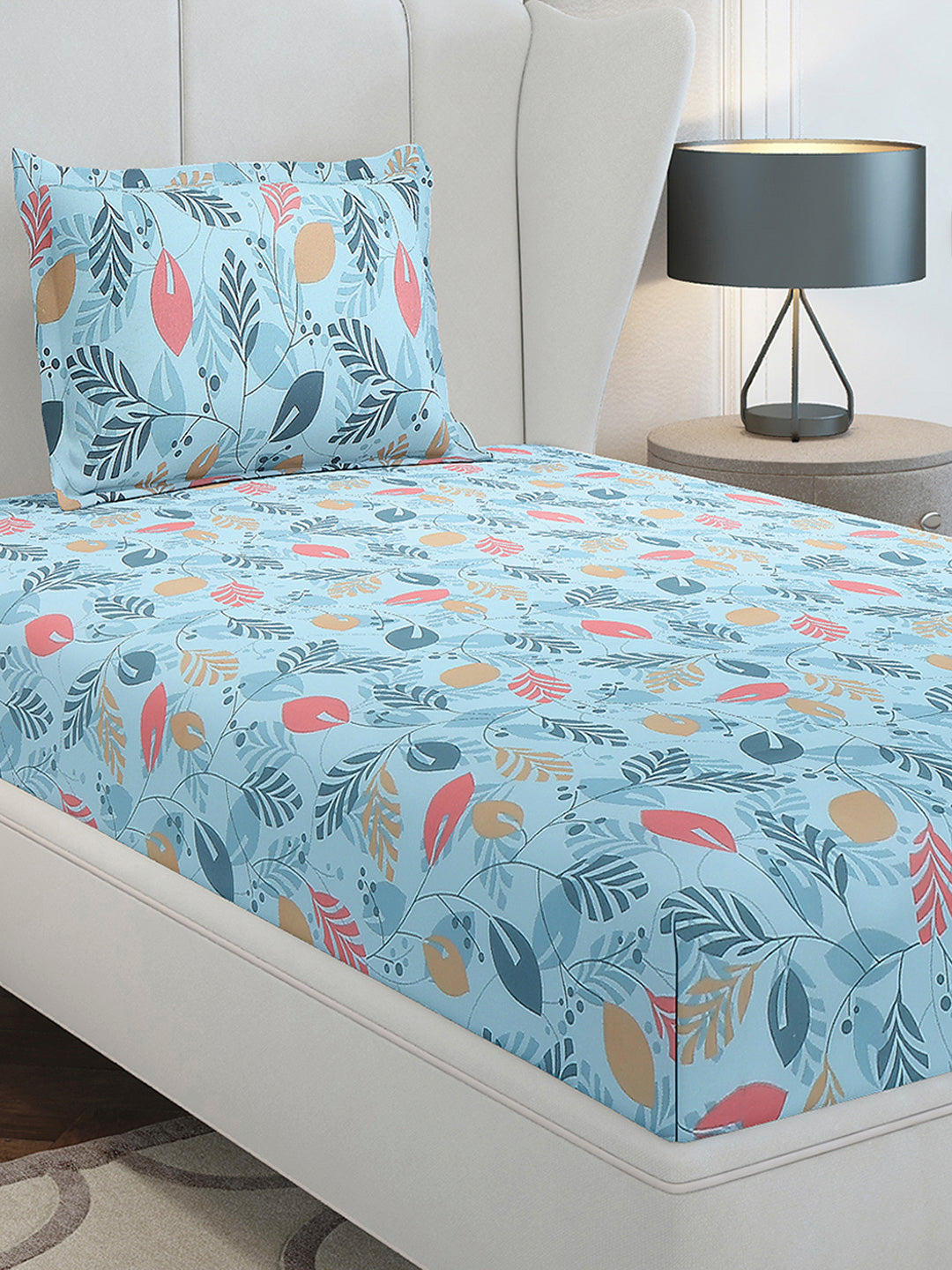 104 TC Cotton Single Bedsheet with 1 Pillow Cover (Elegance)