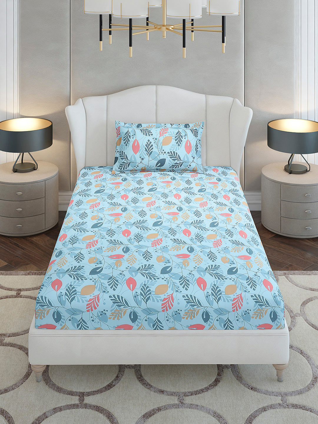 104 TC Cotton Single Bedsheet with 1 Pillow Cover (Elegance)