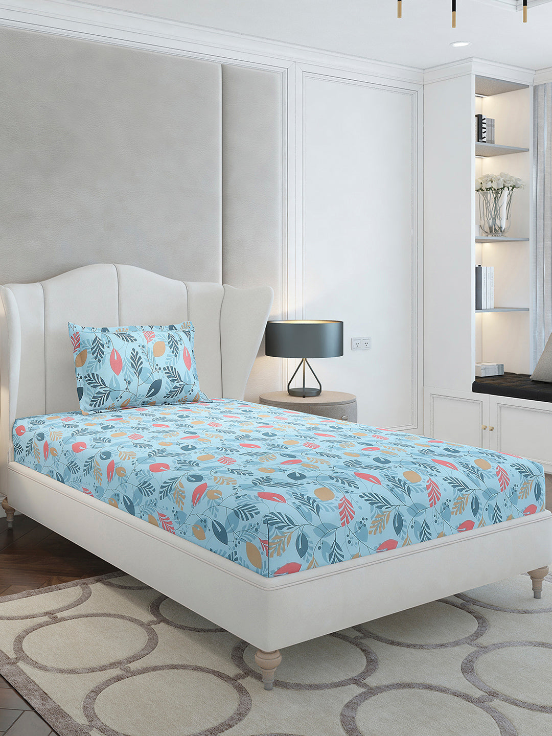 104 TC Cotton Single Bedsheet with 1 Pillow Cover (Elegance)