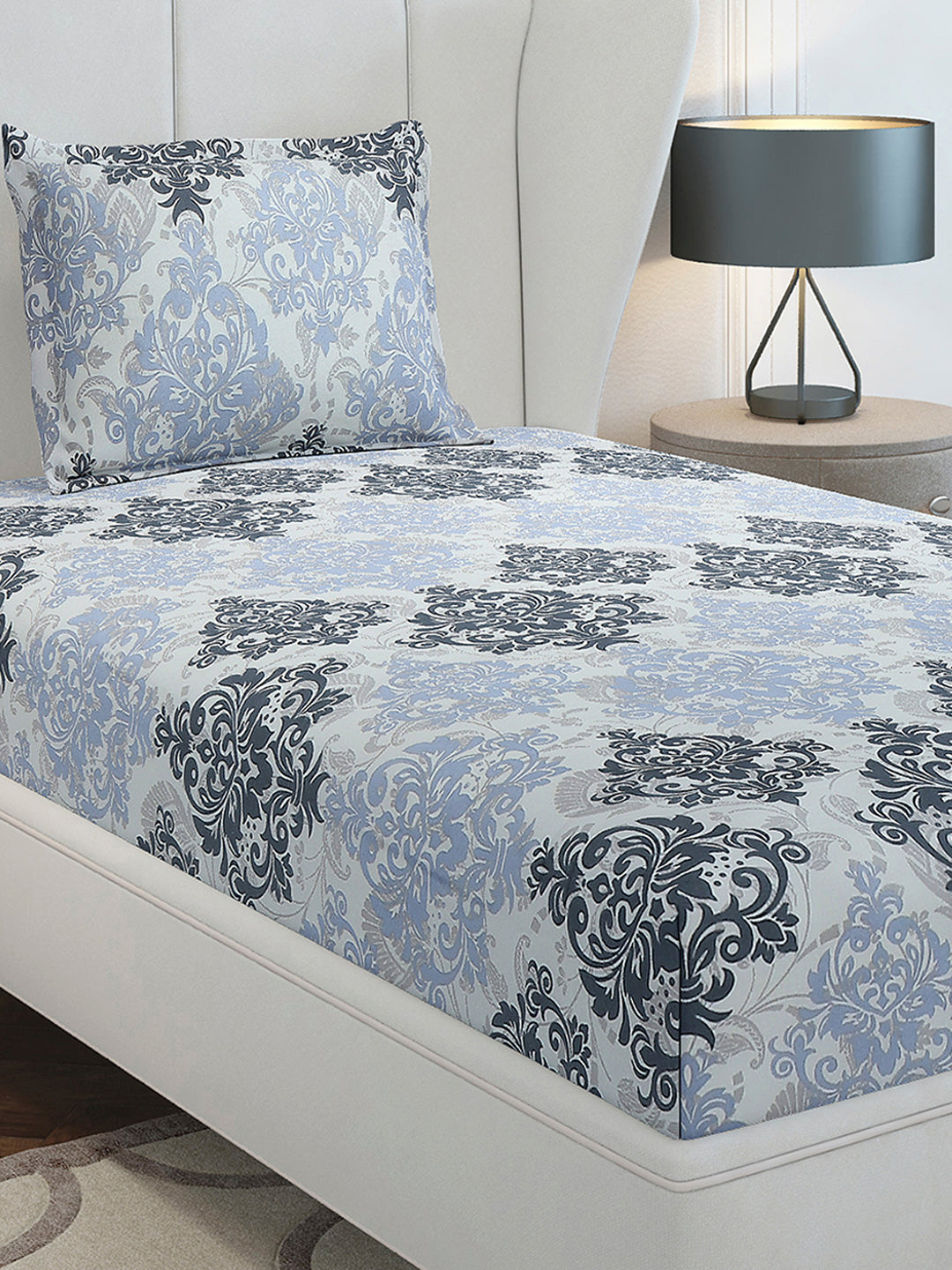 104 TC Cotton Single Bedsheet with 1 Pillow Cover (Elegance)