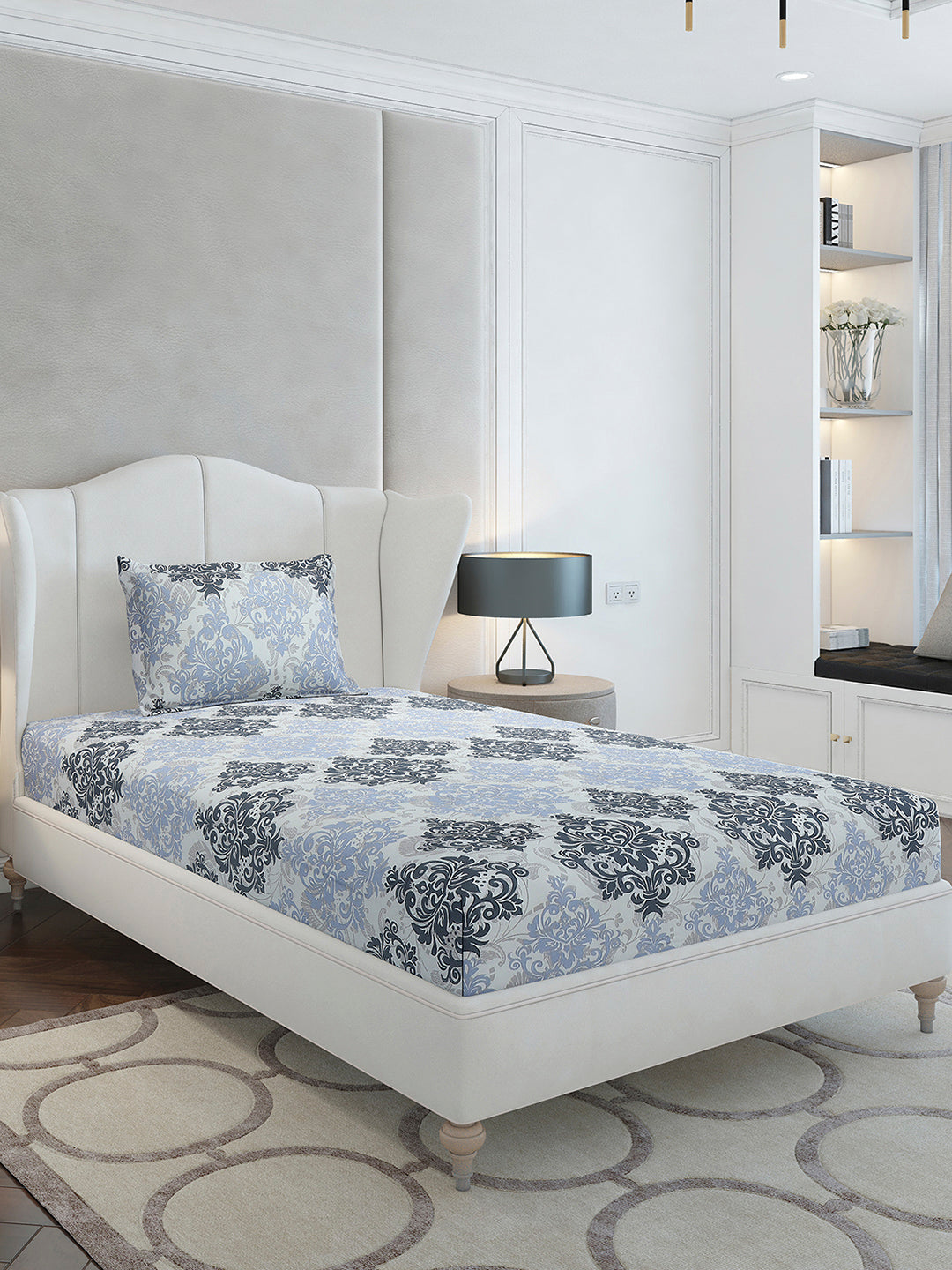 104 TC Cotton Single Bedsheet with 1 Pillow Cover (Elegance)