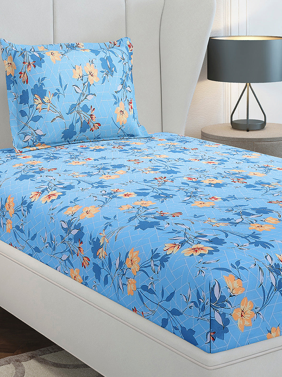 104 TC Cotton Single Bedsheet with 1 Pillow Cover (Elegance)